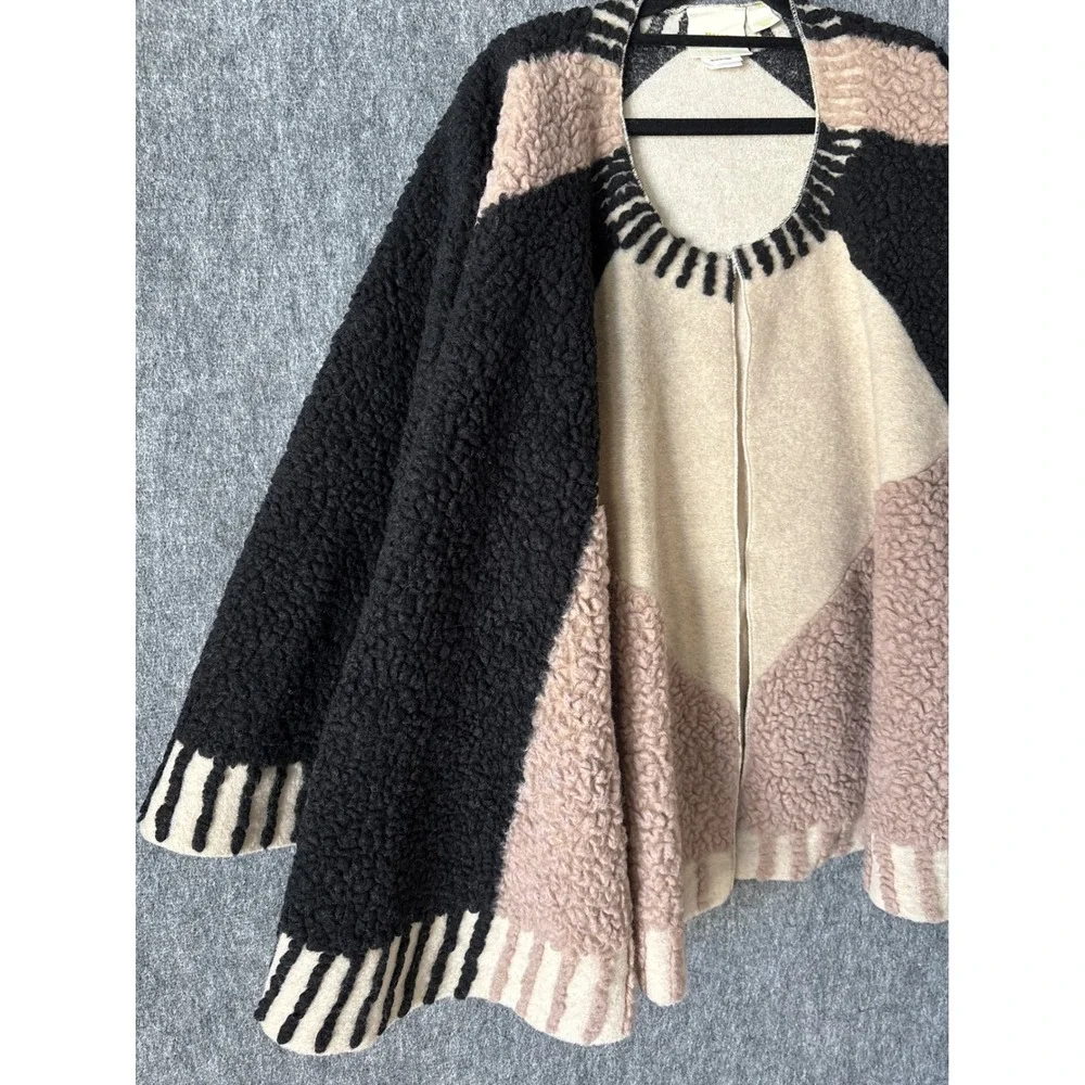 Maeve Anthropologie Colorblock Sherpa Cape One Size Fits All Dusk & Dawn Capelet